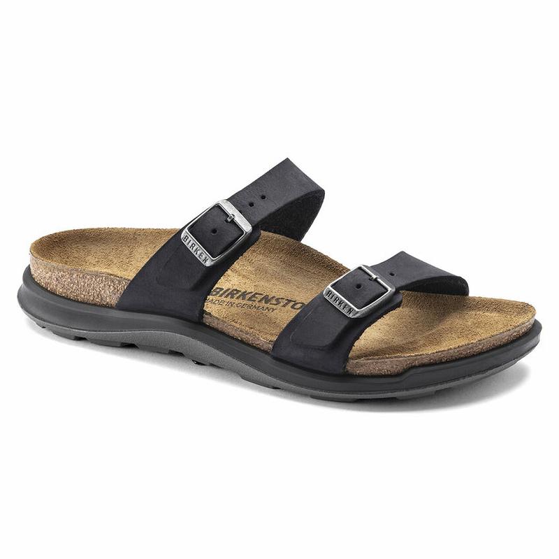 Birkenstock Sierra Oiled Læder Sandaler Dame Sort | DK 358LIS